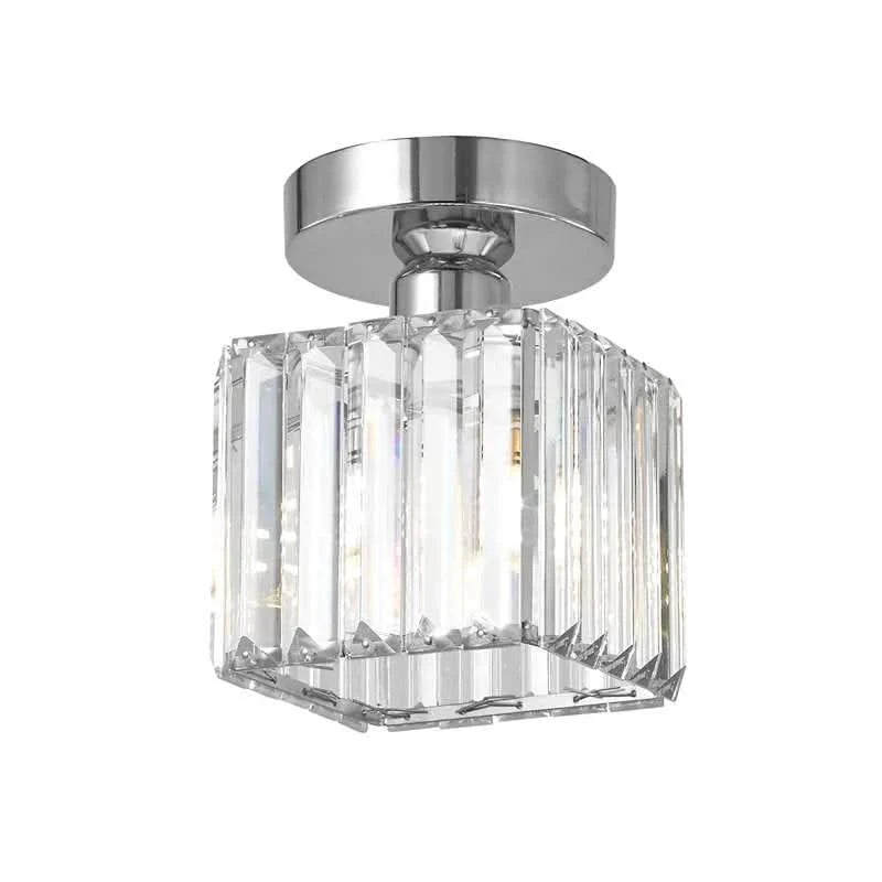 E27 Crystal Semi Flush Glass Square Fitting Ceiling Light Fixture~4506-6