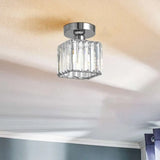 E27 Crystal Semi Flush Glass Square Fitting Ceiling Light Fixture~4506-2