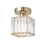 E27 Crystal Semi Flush Glass Square Fitting Ceiling Light Fixture~4506-7