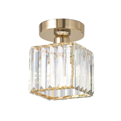 E27 Crystal Semi Flush Glass Square Fitting Ceiling Light Fixture~4506-7