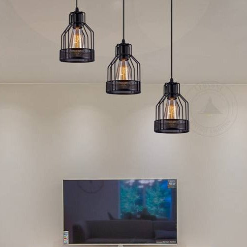 3 Way Ceiling Bird Cage Hanging Pendant Light Fixture ~4800-0