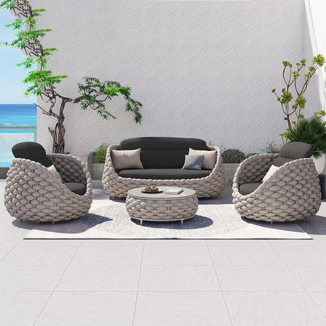 Marbella Textilene Rope Woven Outdoor Sofa Set, Grey | Weilai Concept