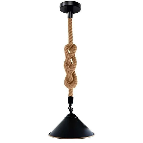 Hemp Rope Pendant Light Vintage Hanging Cone Lampshade~5078-2