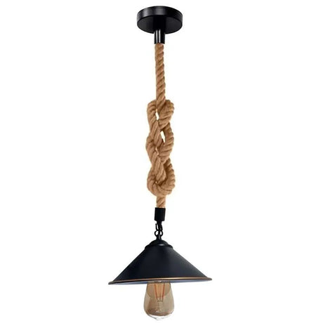 Hemp Rope Pendant Light Vintage Hanging Cone Lampshade~5078-3