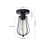 Vintage Hallway Ceiling Light, Black Semi-Flush Mount Basket Cage Bedroom Living Room~2142-1