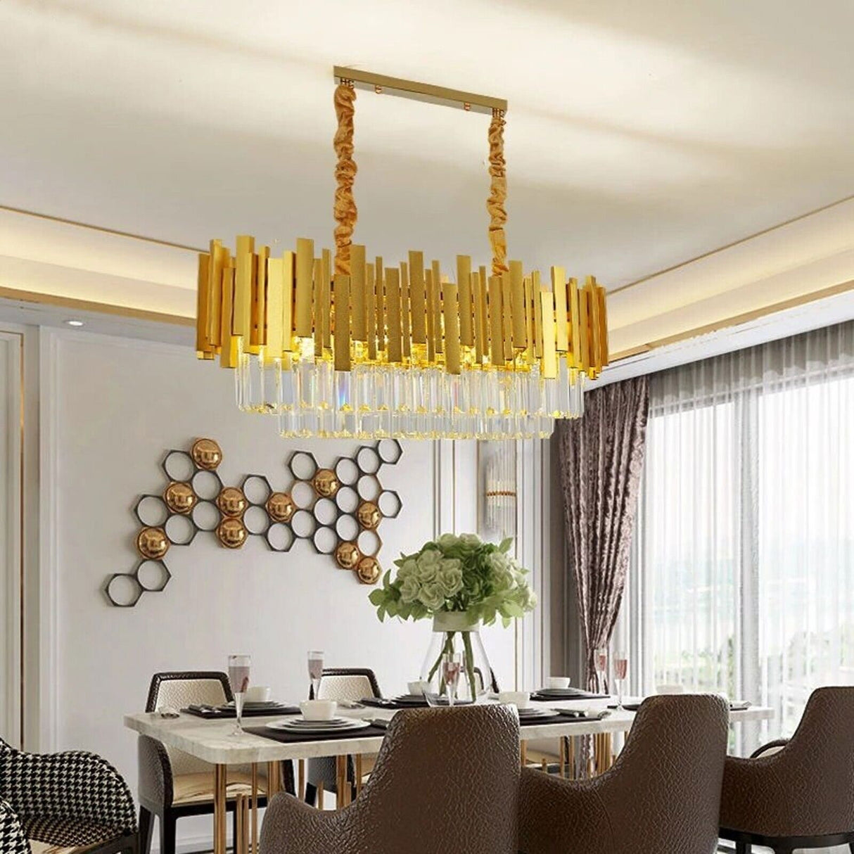 Modern Large Crystal Ceiling Light Gold Pendant Chandelier Lamp for Living Room~4117-4