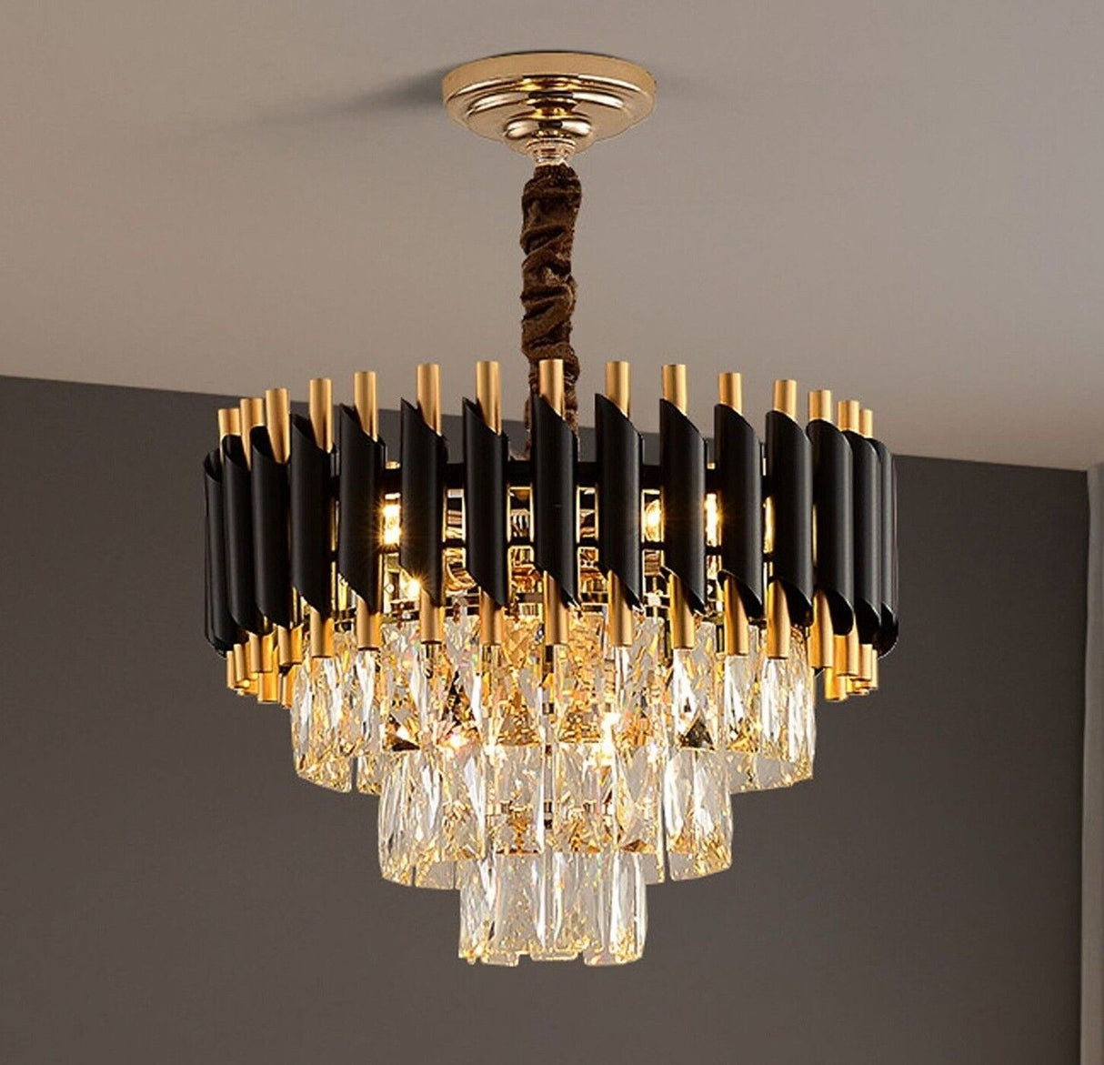 Modern Crystal Black Gold Chandeliers For Ceiling & Wall ~4118-1