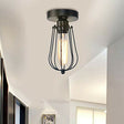 Vintage Hallway Ceiling Light, Black Semi-Flush Mount Basket Cage Bedroom Living Room~2142-0