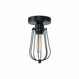 Vintage Hallway Ceiling Light, Black Semi-Flush Mount Basket Cage Bedroom Living Room~2142-4