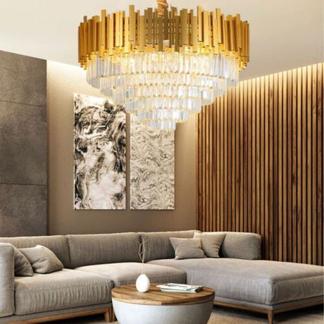 Modern Large Crystal Ceiling Light Gold Pendant Chandelier Lamp for Living Room~4117-1