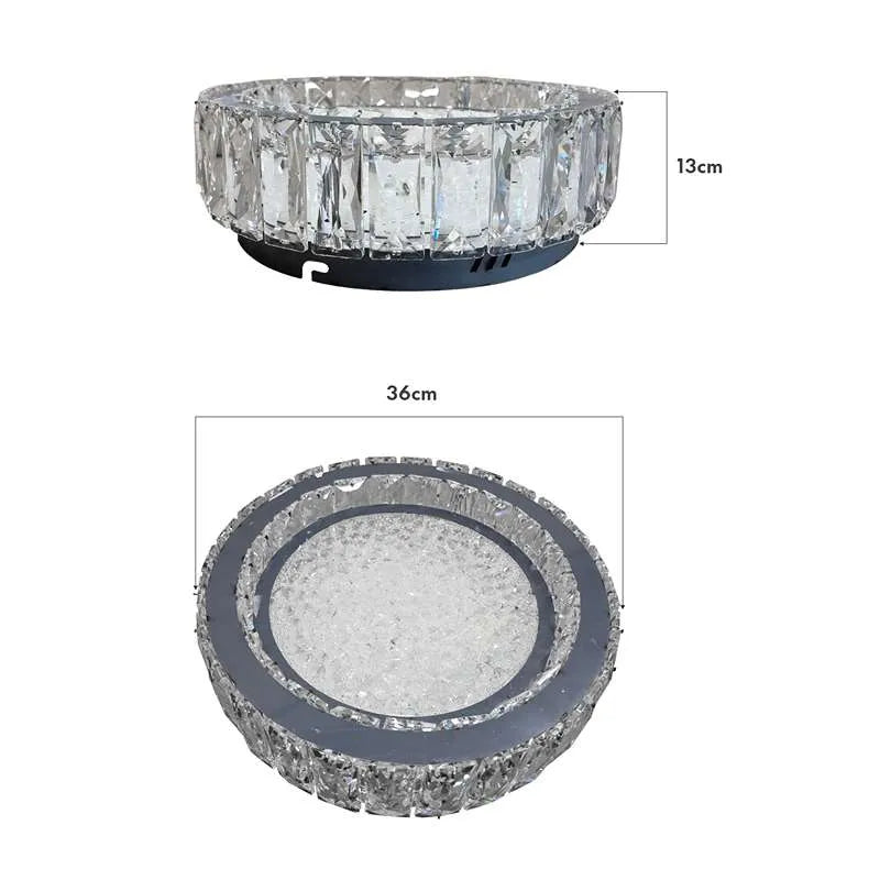 Modern LED Crystal Flush Mounted Ceiling Lamp Round Chandelier Light~5007-2