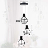 Industrial 3 Light Metal Cage Shade Hanging Pendant Light ~ 5125-1