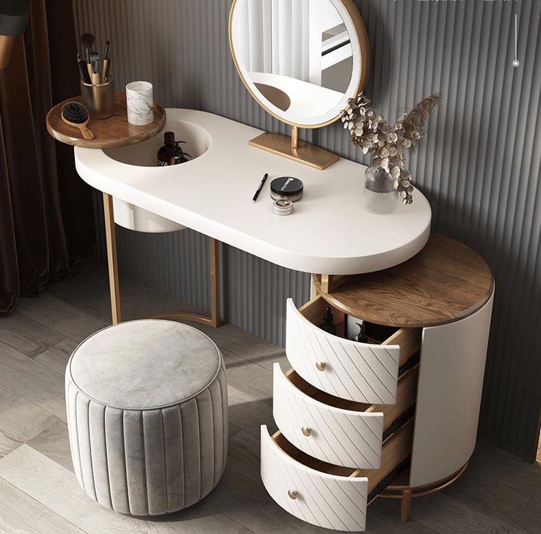 Tandy Dressing Table With LED Mirror, Green & White, Makeup Vanity | Weilai Concept