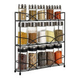 Spice Rack 3 Tiers - Kitchen Shelf Organiser for Jars Bottles Space Saving Storage