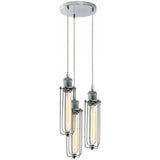 3 Way Cluster Hanging Ceiling Pendant Light E27 Chrome Light Fitting Lamp Kit