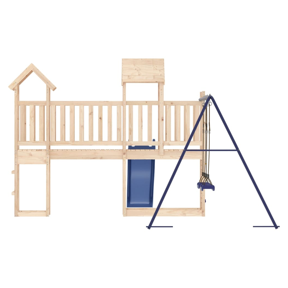 Playhouse with Slide Swings Rockwall Solid Wood Pine