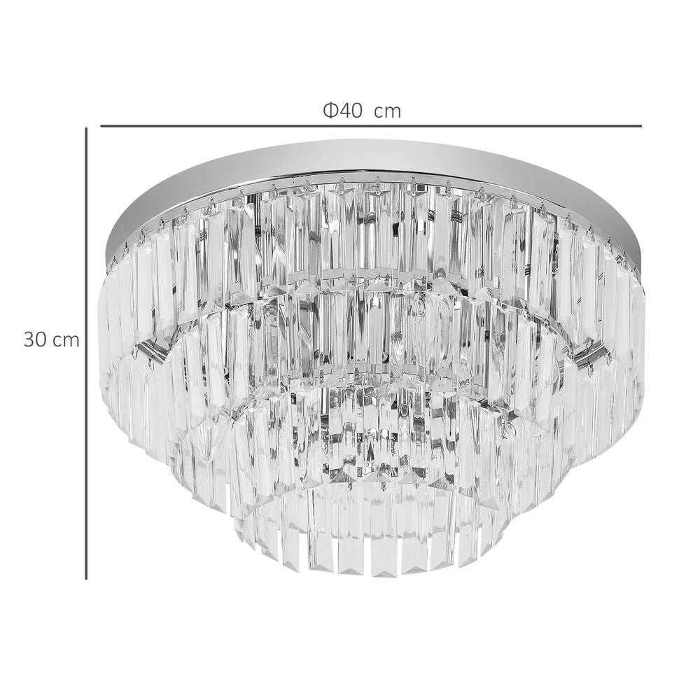 Round Crystal Ceiling Lamp 7 Lights Chandelier Mounted Fixture