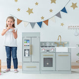 Mayfair Kids Wooden Play Kitchen & 11 Accessories Grey TD-13302C