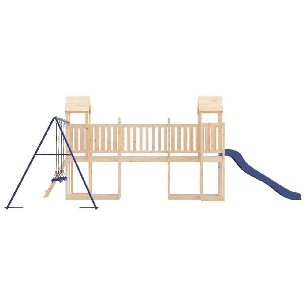 Playhouse with Slide Swings Solid Wood Pine