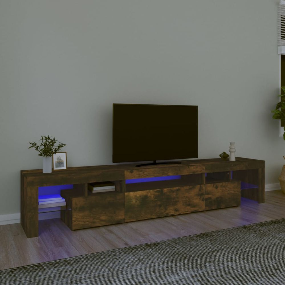 TV Cabinet with LED Lights White 230x36.5x40 cm