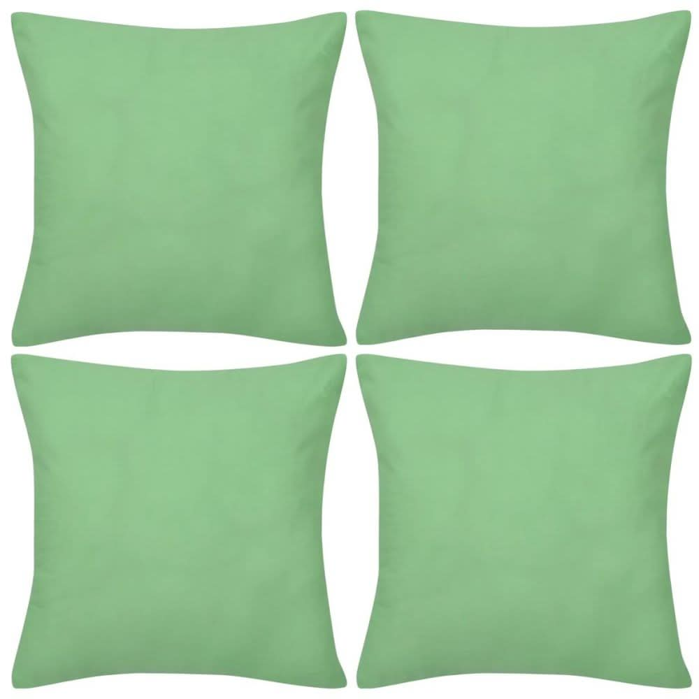 4 Green Cushion Covers Cotton 80 x 80 cm