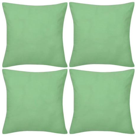 4 Green Cushion Covers Cotton 80 x 80 cm