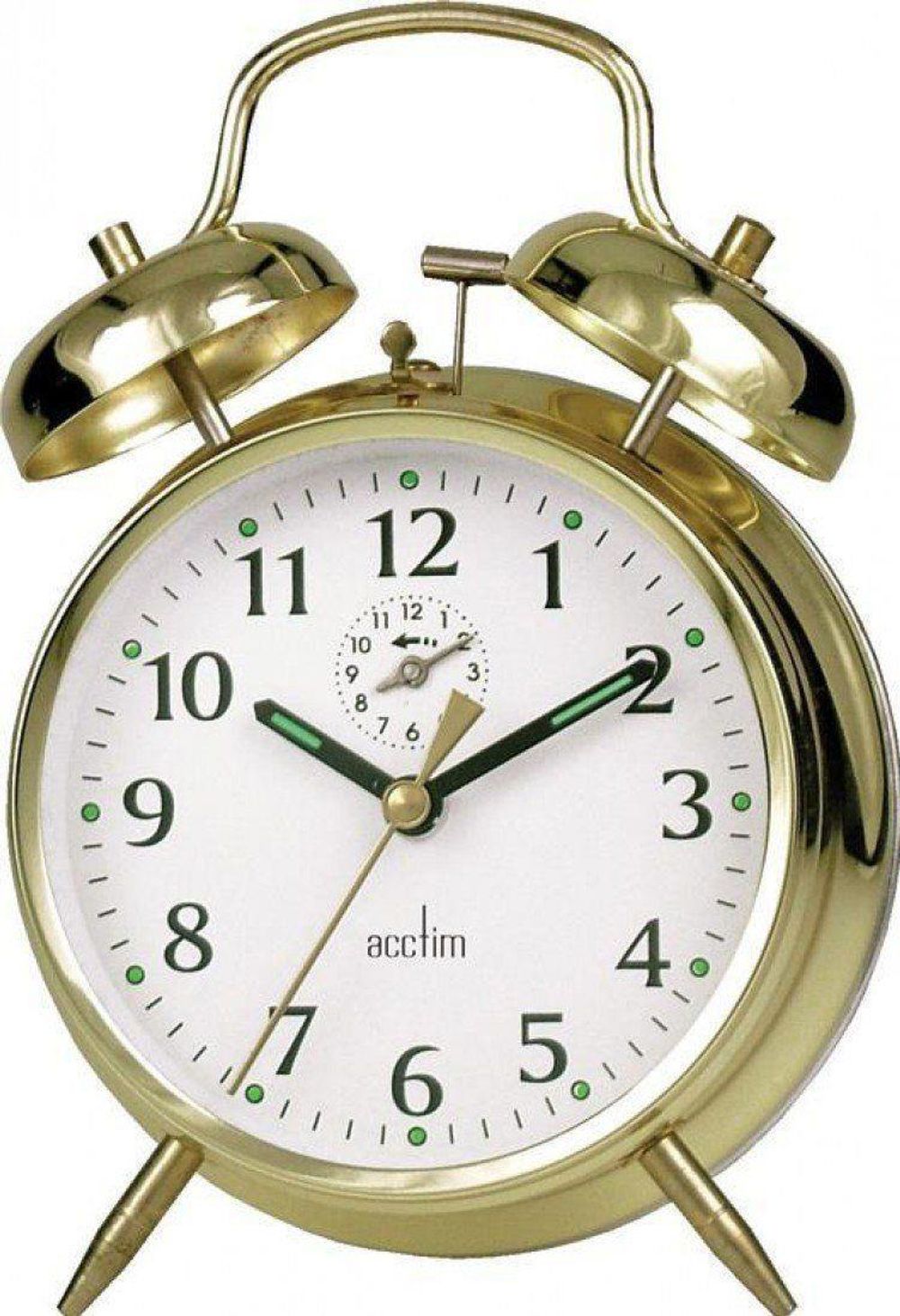 Acctim Saxon Large Brass Double Bell Alarm Clock -  12628