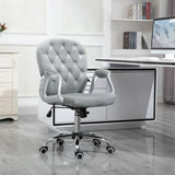 Office Chair Luxury Velour Diamond Tufted Padded Ergonomic 360 Swivel Grey