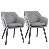 2 Pieces Modern Upholstered Fabric Bucket Seat Dining Room Armchairs - Grey