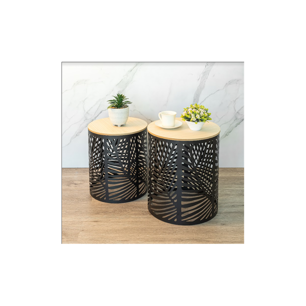 Set of 2 Leaf Cut Basket Table - SLENDER