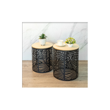 Set of 2 Leaf Cut Basket Table - SLENDER