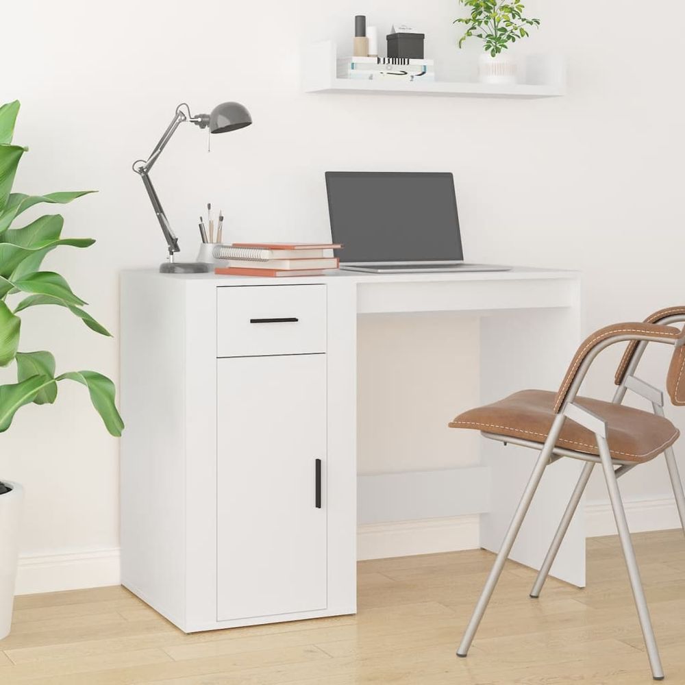 Desk White 100x49x75 cm Engineered Wood