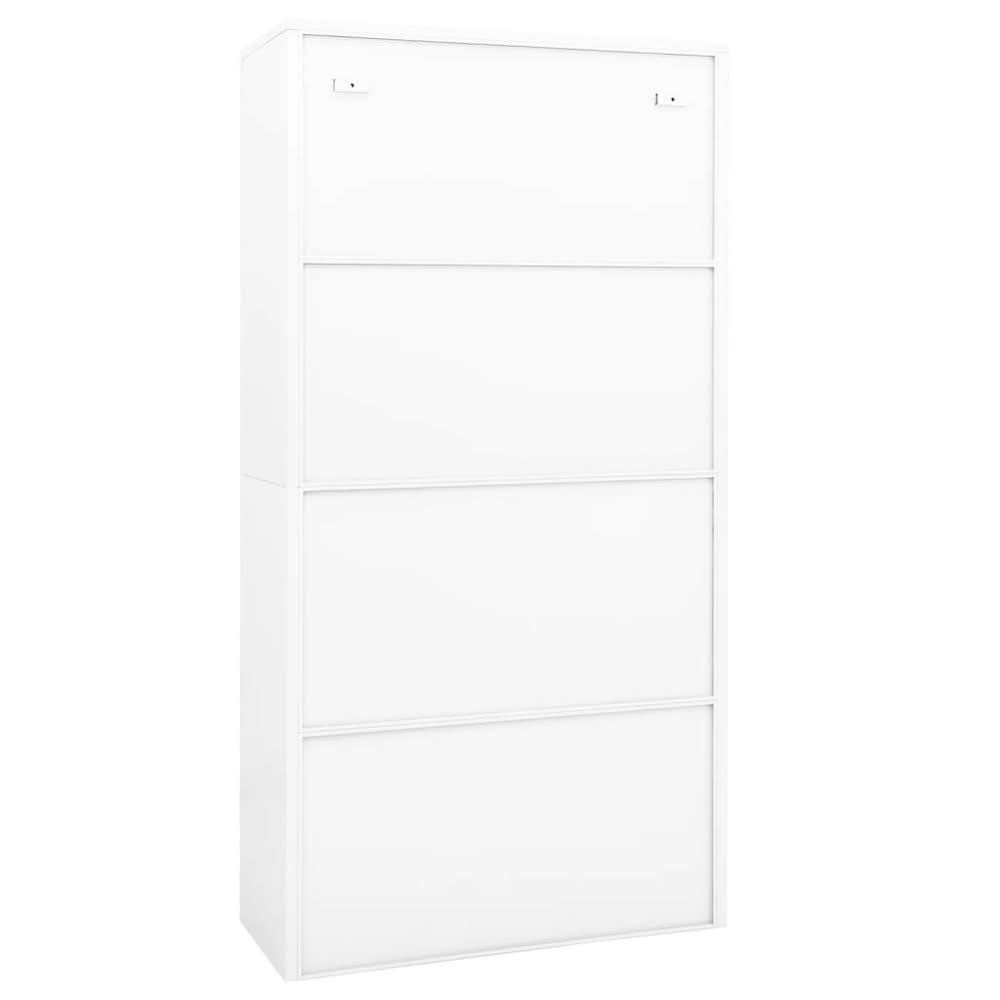 Office Cabinet White 90x40x180 cm Steel and Tempered Glass