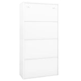 Office Cabinet White 90x40x180 cm Steel and Tempered Glass