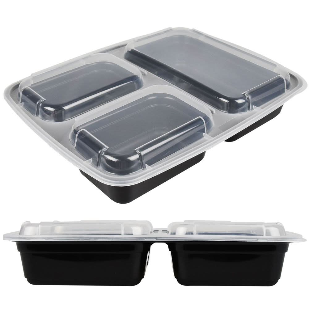 1x Meal Prep Container 3 Partitions 10PK