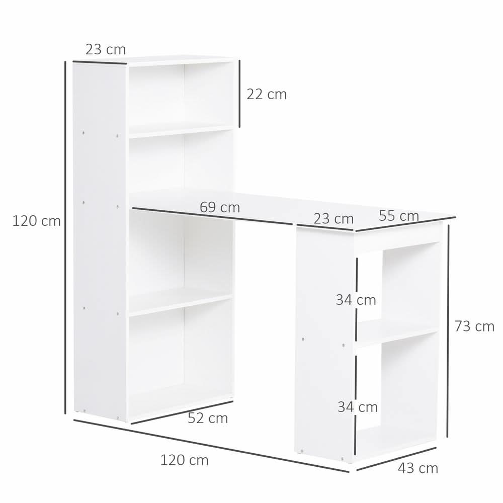 Computer Desk, 120Lx55Dx120H cm-White