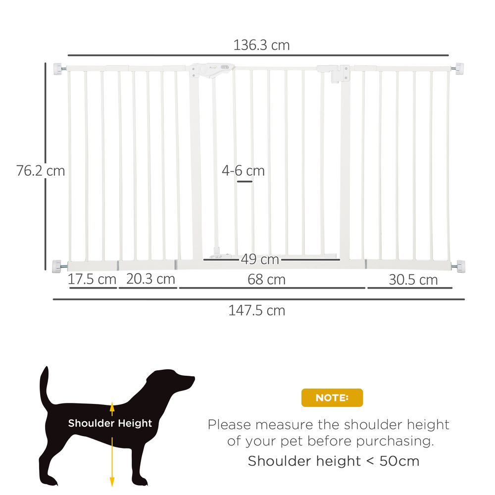 Adjustable Safety Gate 3 Extensions and Four Adjustable Screws, White Pawhut