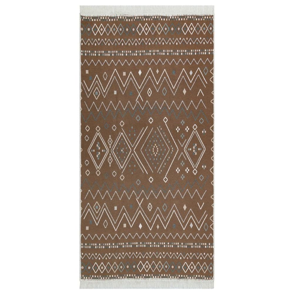 Rug Beige and Blue 80x150 cm Cotton