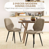 Dining Chairs Set of 2, Upholstered Kitchen Chairs with Metal Legs, Brown