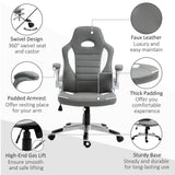 Racing Gaming Chair Height Adjustable Swivel Chair with Flip Up Armrests, Grey