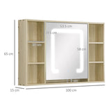 LED Bathroom Mirror Cabinet Wall-Mounted W/ Adjustable Shelves Natural