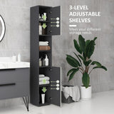 kleankin Tall Bathroom Storage Cabinet, Slim Bathroom Cabinet with Soft Close