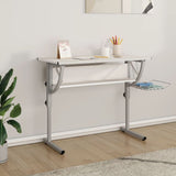 Craft Desk White&Grey 110x53x(58-87) cm Engineered Wood&Steel