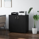 2-Tier Locking Office Storage Cabinet File Organisation w/ 2 Keys Black