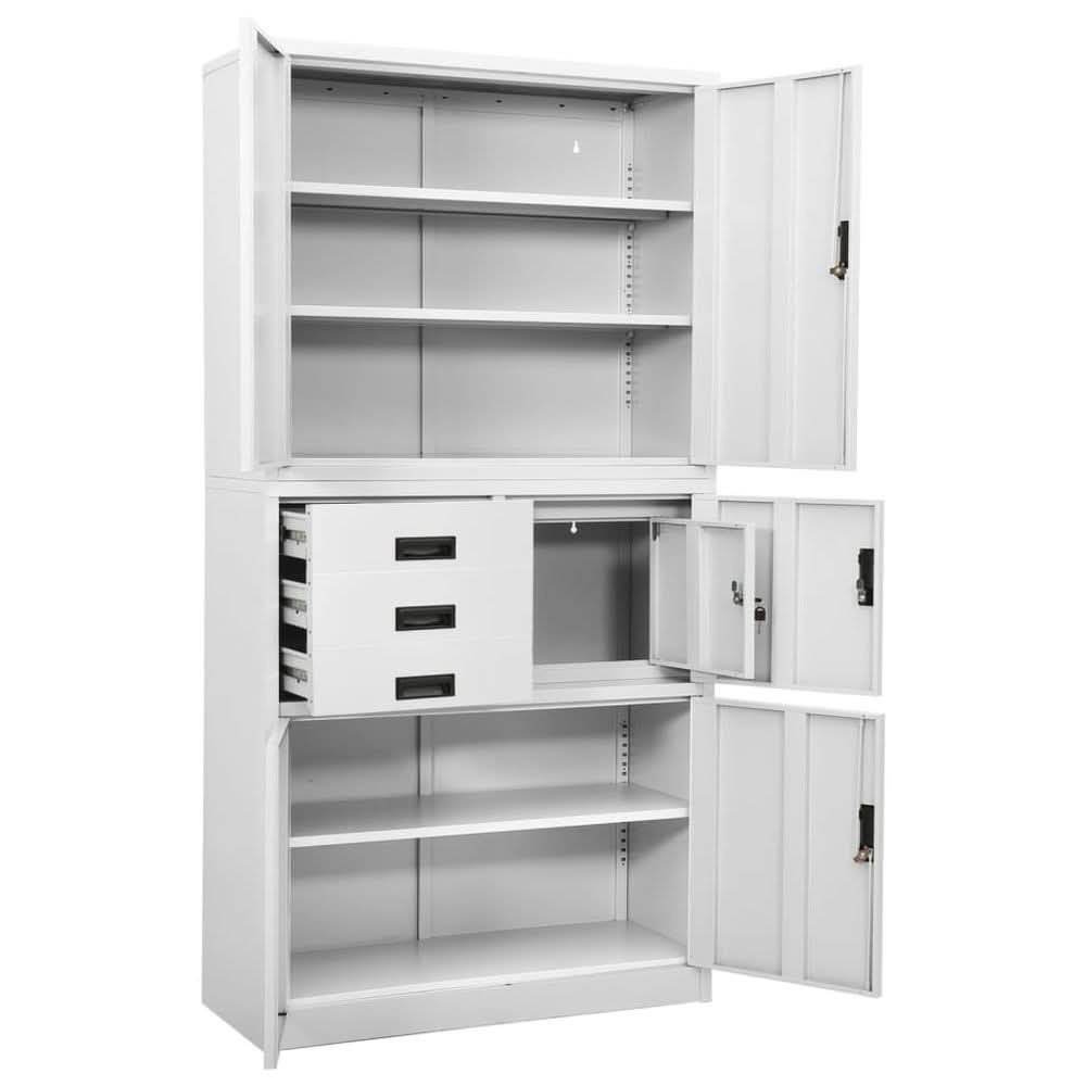 Office Cabinet White 90x40x180 cm Steel