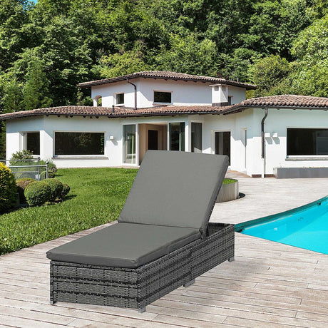 Rattan Outdoor Garden Reclining Sun Lounger