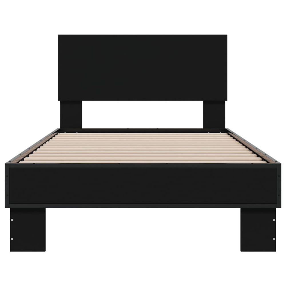 Bed Frame Black 90x190 cm Single Engineered Wood and Metal