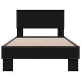 Bed Frame Black 90x190 cm Single Engineered Wood and Metal