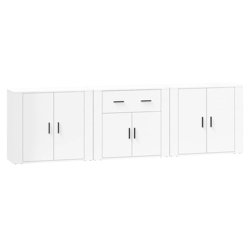 Sideboards 3 pcs White Engineered Wood