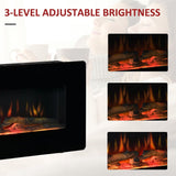 Electric Fireplace Heater Wall-Mount W/ Flame Effect Remote Control Timer